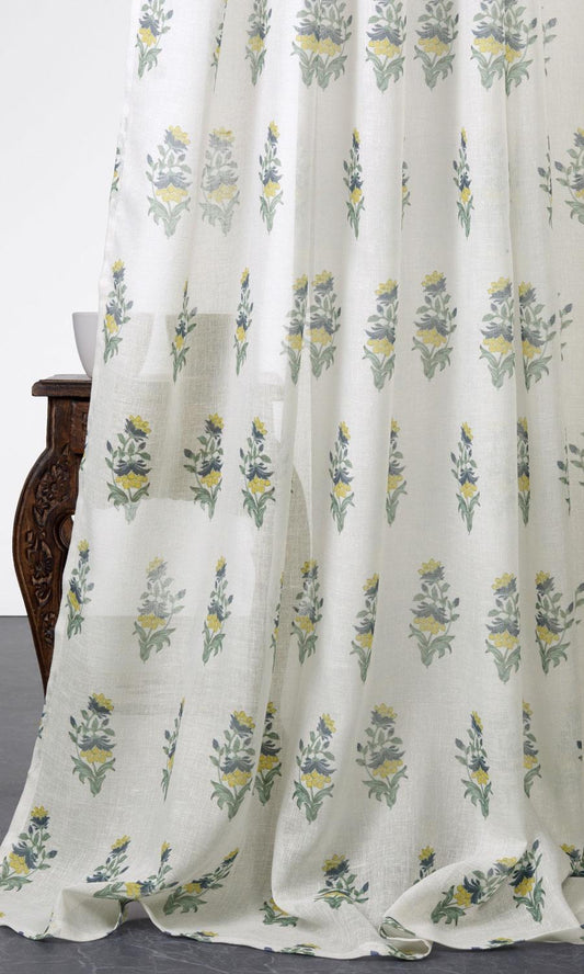 Floral patterned sheer curtains
