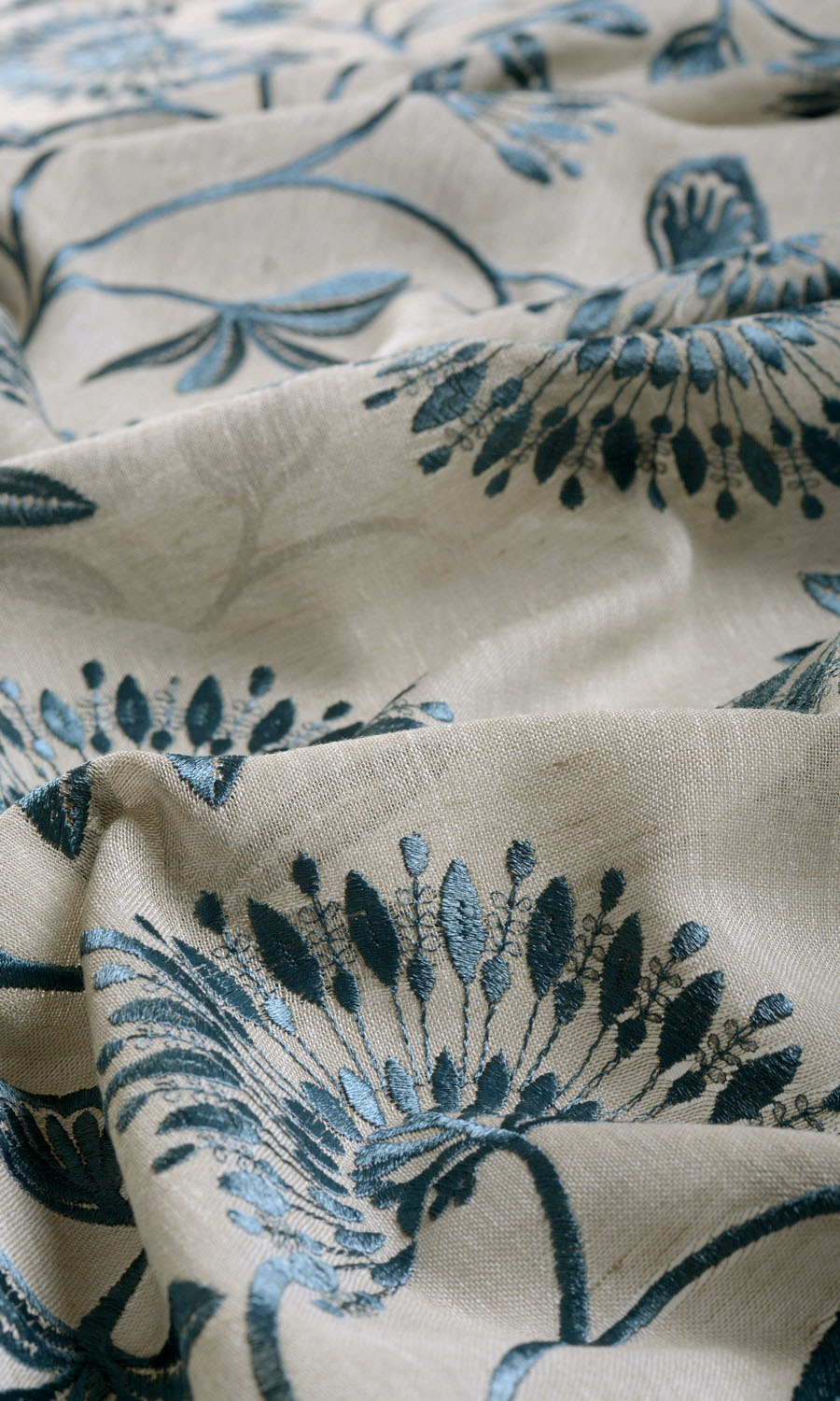 Semi-Sheer Fabric Sample for Curtains & Drapes (Beige/ Teal)