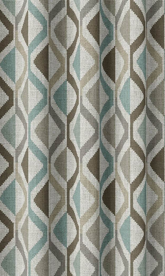 Contemporary Striped Window Treatments Fabric Sample (Brown/ Green/ Grey)