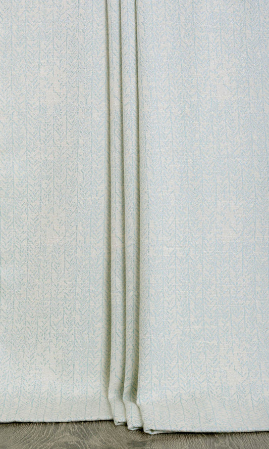 Herringbone Poly-Cotton Drapes (White/ Blue)