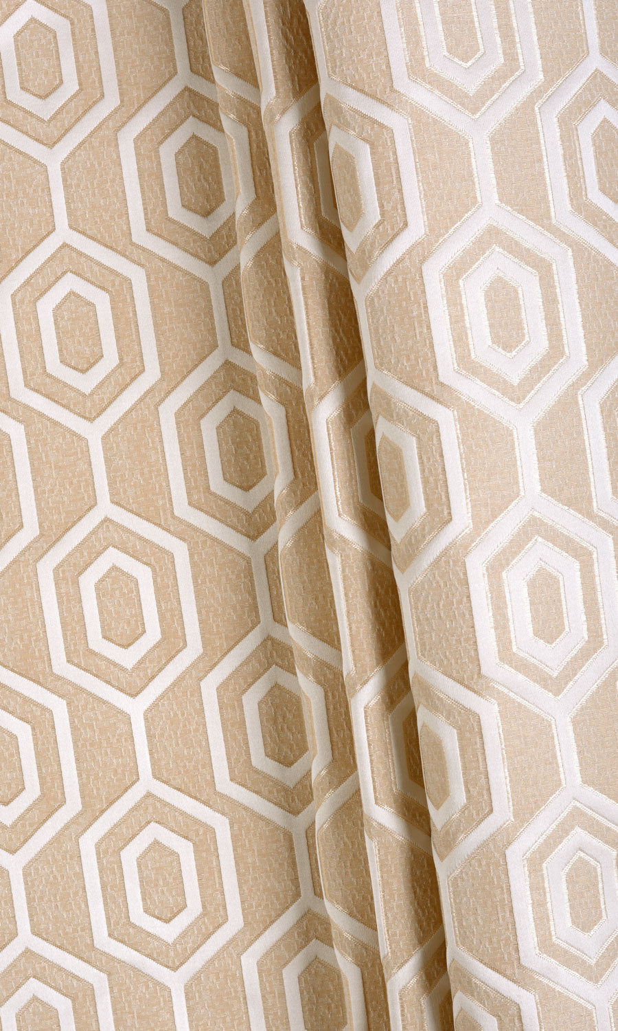 Honeycomb Patterned Fabric Material By the Metre (Sand Beige/ White)