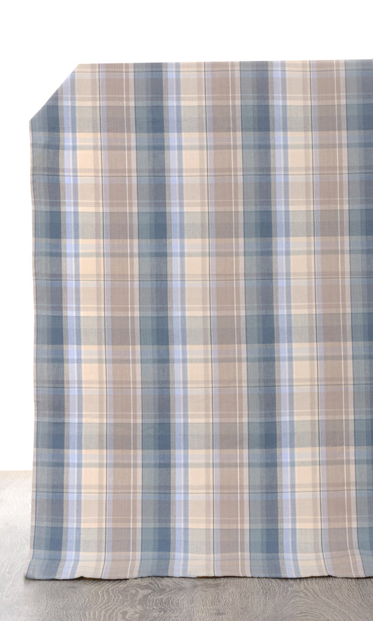 Cotton Home Décor Fabric By the Metre (Blue/ Brown)