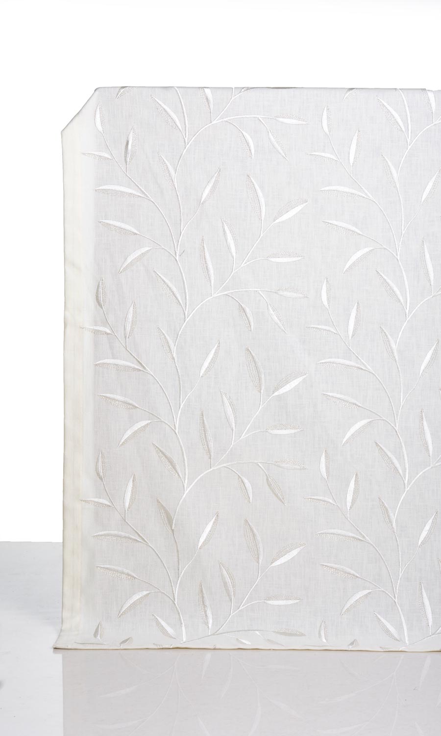 Floral Embroidery Window Treatments Fabric By the Metre (White/ Cream)