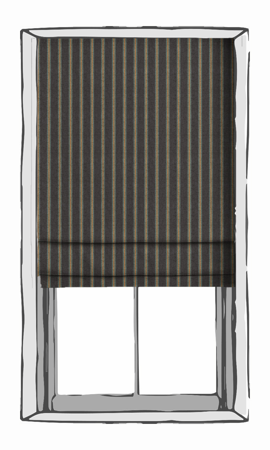 Striped Window Treatments Fabric Sample (Midnight Blue/ Charcoal Grey)