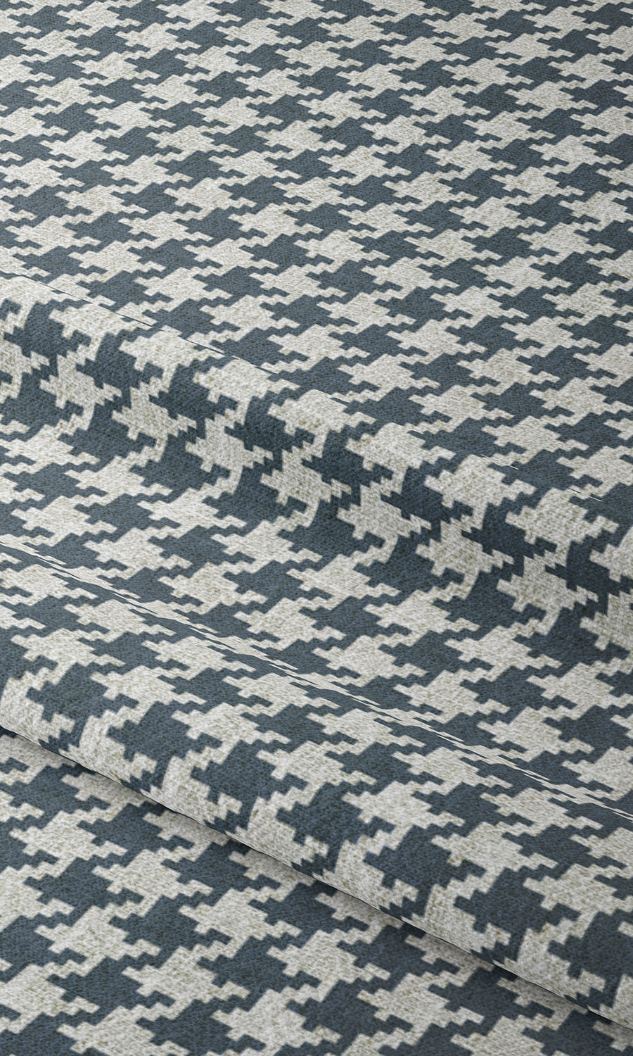 Houndstooth Window Treatments Fabric Sample (Petrol Blue/ White)