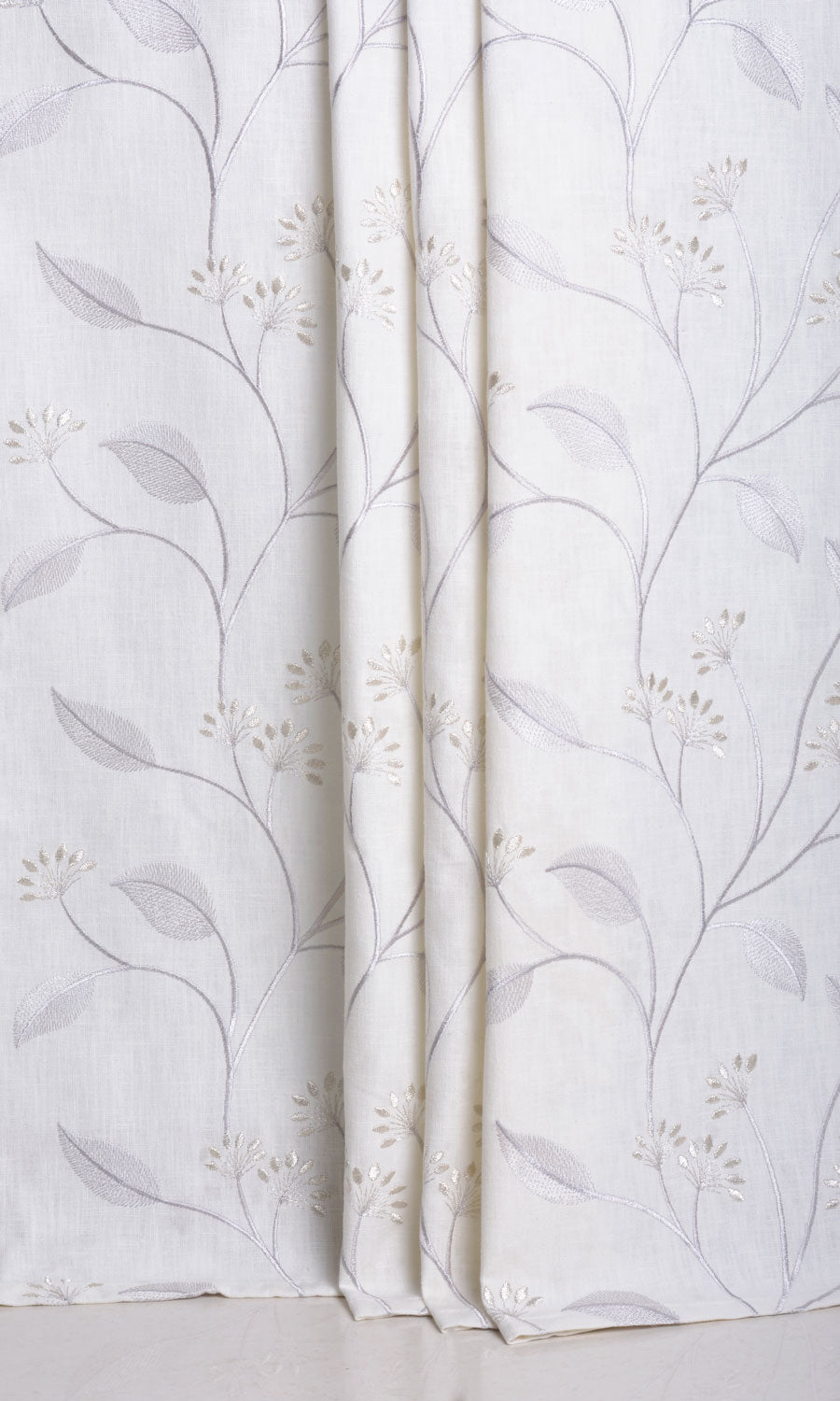 Floral Embroidery Home Décor Fabric By the Metre (White/ Cream)