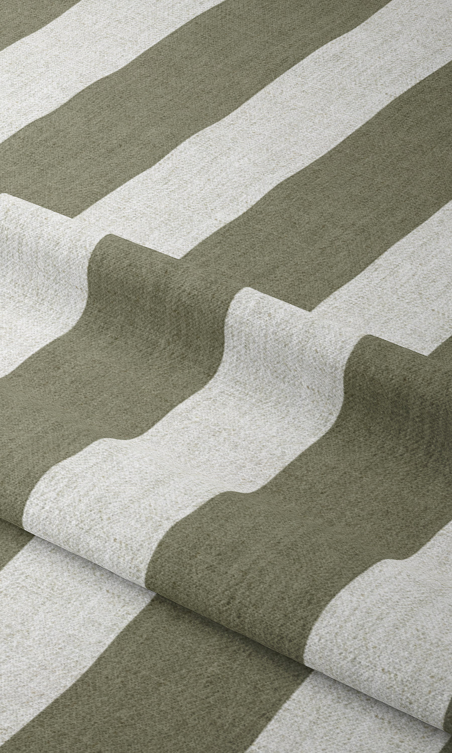 Striped Window Treatments Fabric Sample (Olive Green/ White)