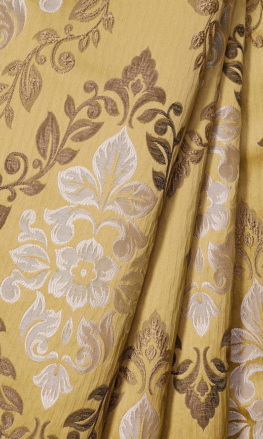 Damask Pattern Curtains (Mustard Yellow)