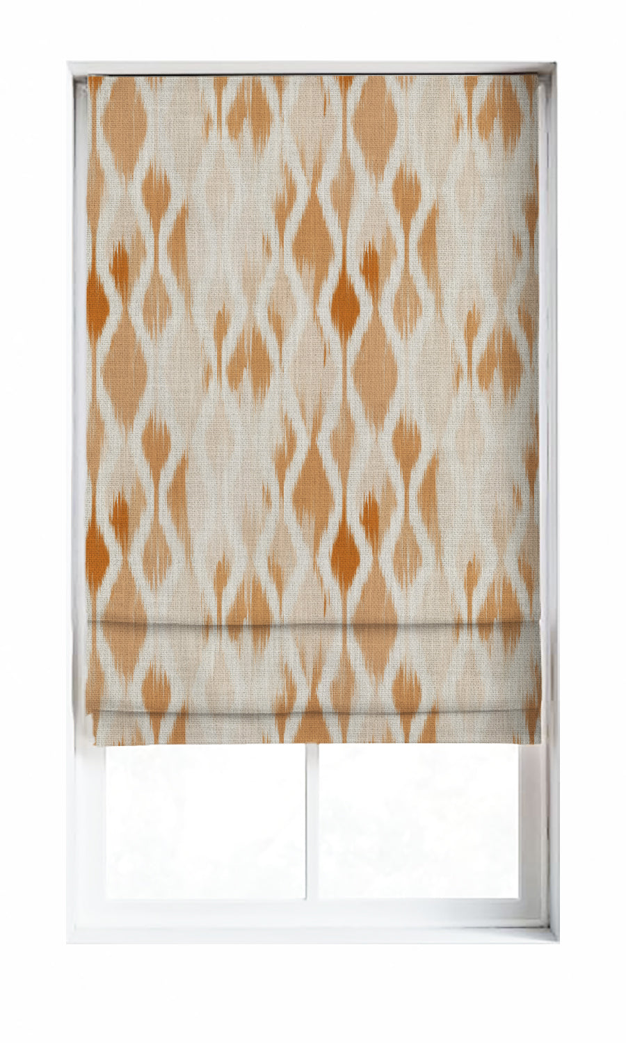 Ikat-Style Window Treatments Fabric Sample (White/ Orange/ Brown)