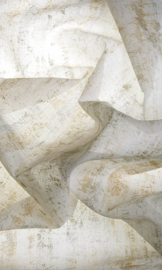 Printed Sheer Home Décor Fabric By the Metre (Metallic Golden/ Yellow)