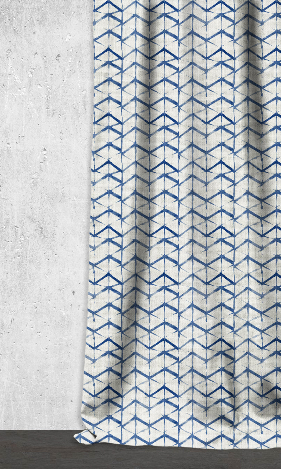 Geo Print Home Décor Fabric Sample (Eggshell White/ Blue)