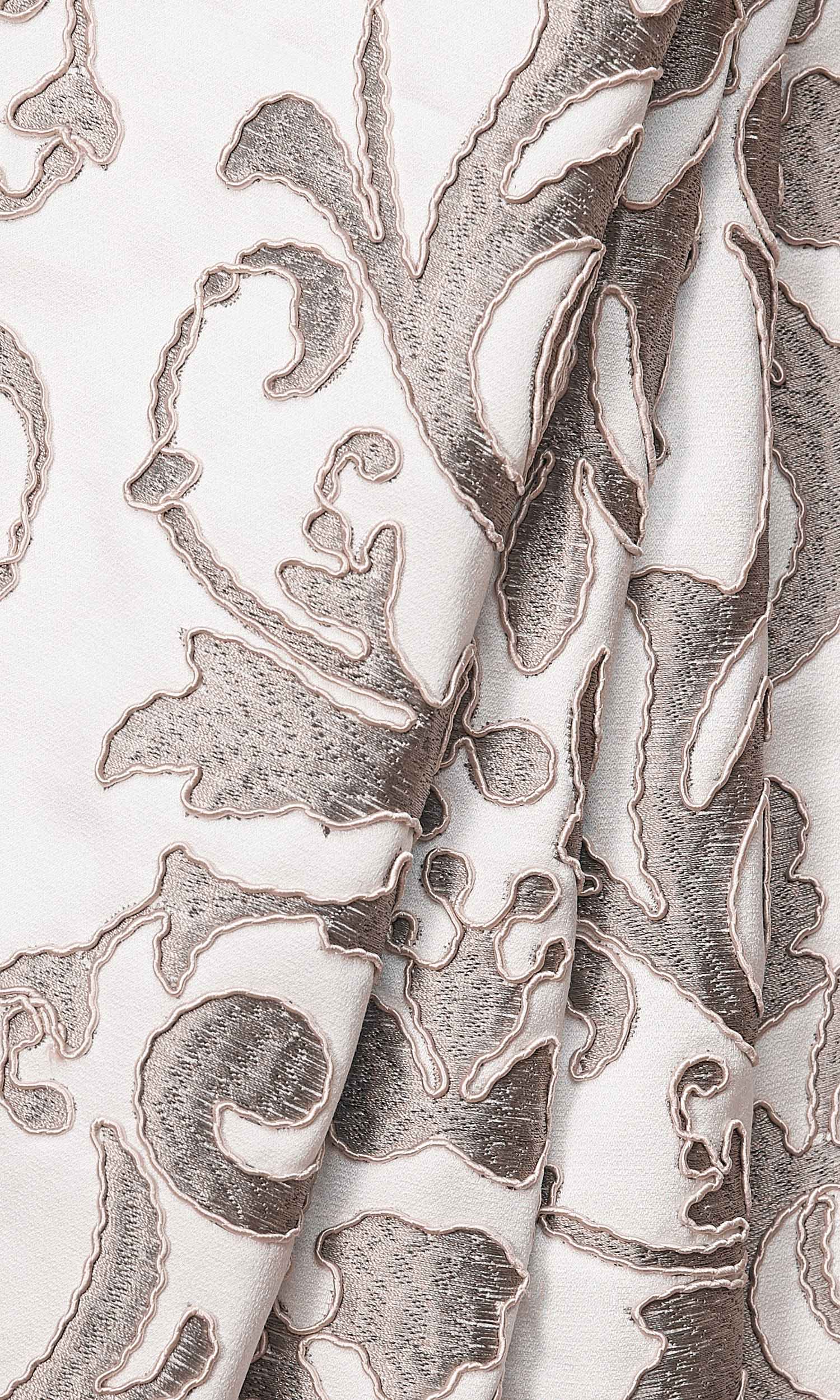 Damask Window Treatments Fabric By the Metre (White/ Grey)