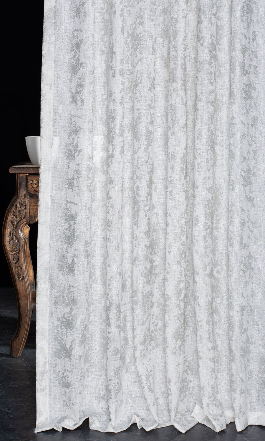 Metallic Accents Semi-Sheer Free Fabric Material Sample (White)