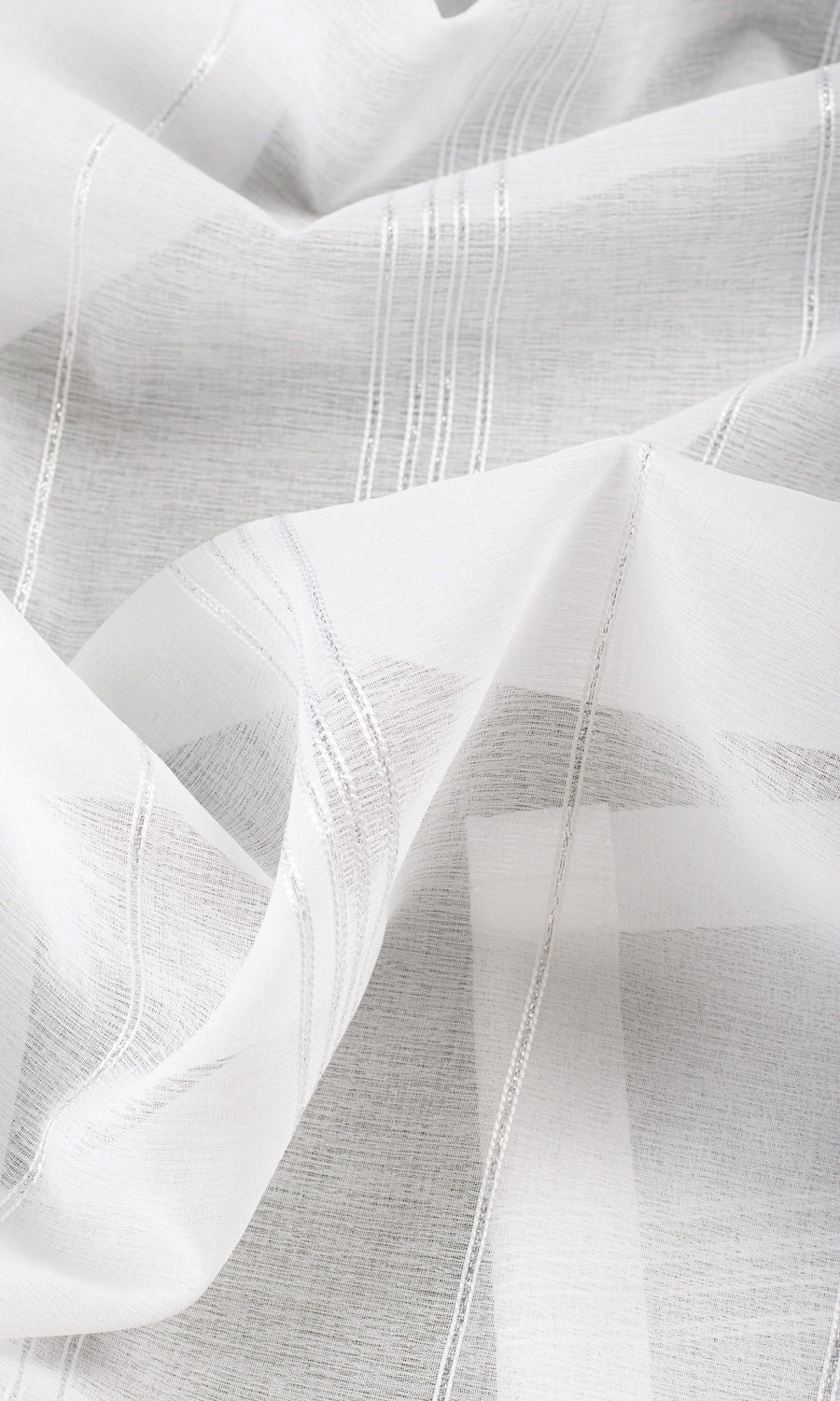 Striped Sheer Fabric Sample for Curtains & Drapes (White)