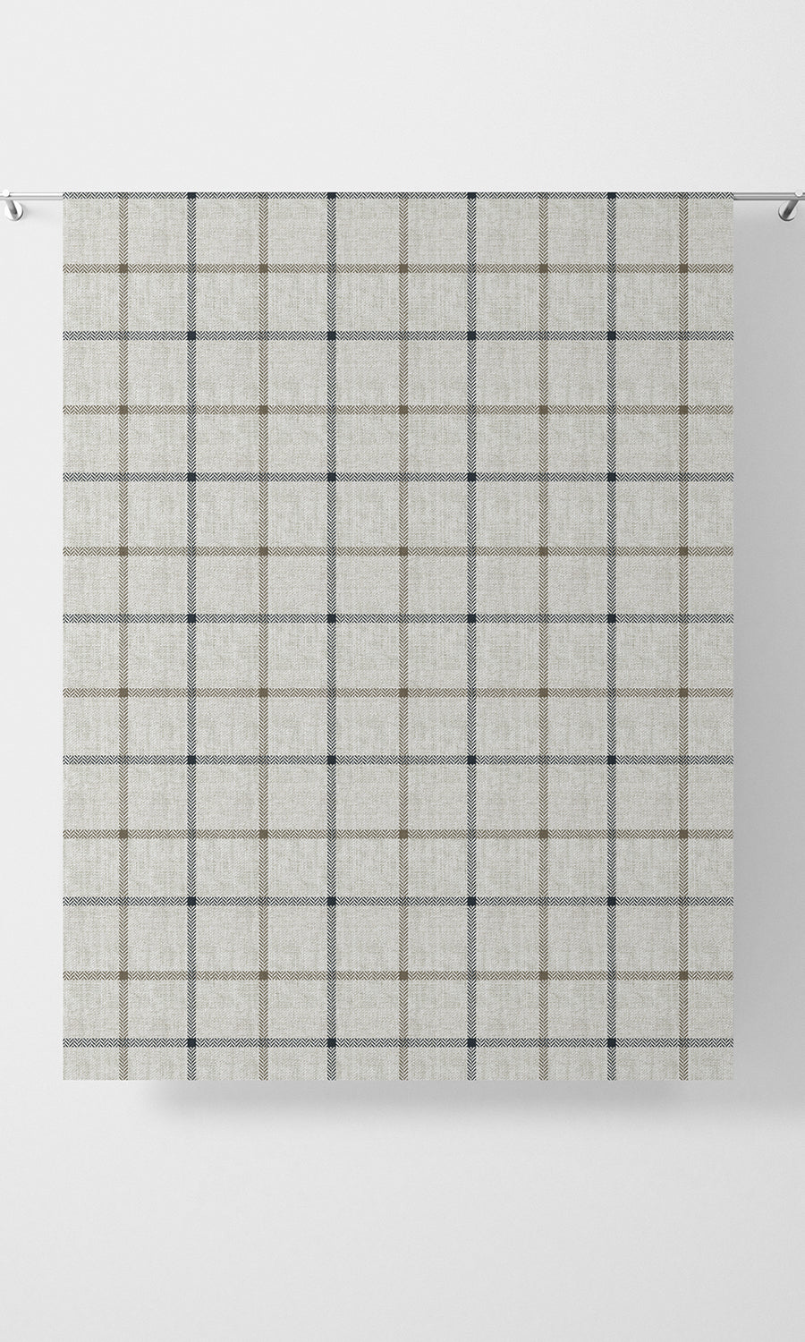 Check Patterned Home Textile Fabric Material Sample (Oatmeal White)