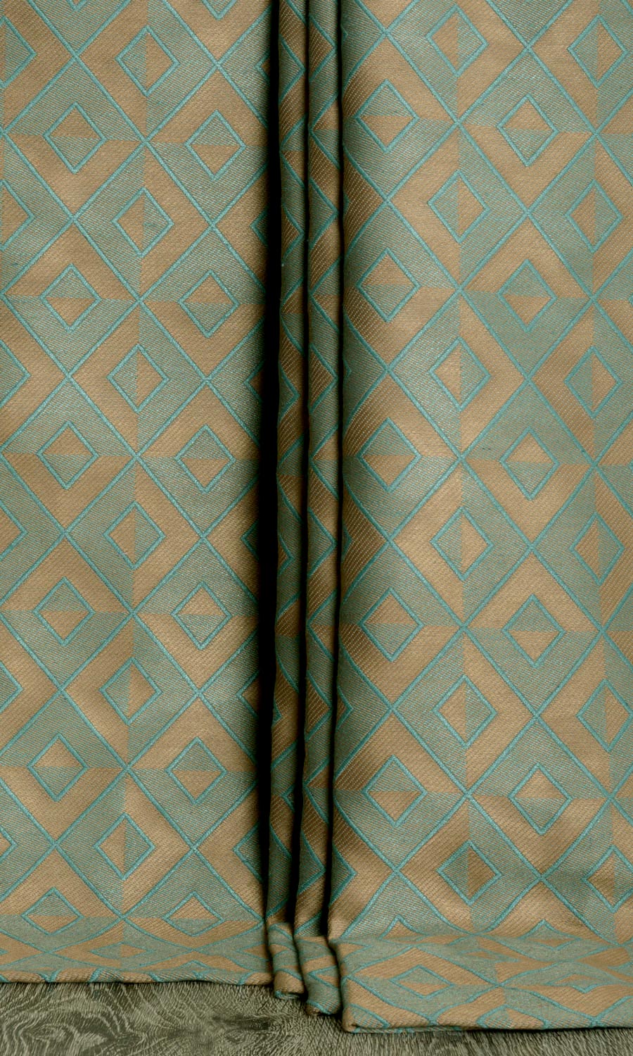 Argyle Patterned Home Décor Fabric By the Metre (Turquoise Blue/ Brown)