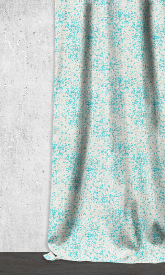 Abstract Print Drapes (Eggshell White/ Blue)