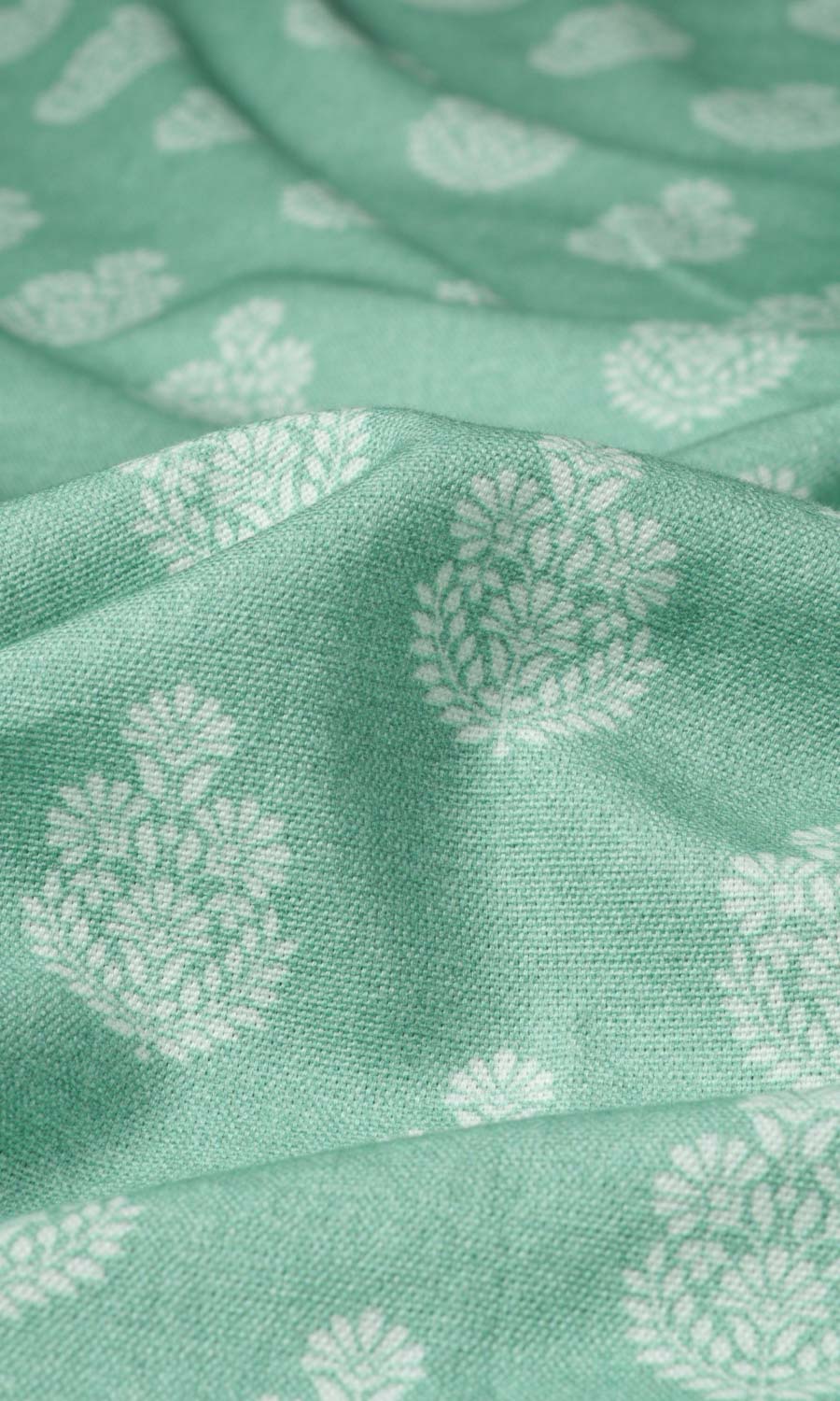 Floral Cotton Fabric Material By the Metre (Sea Green)