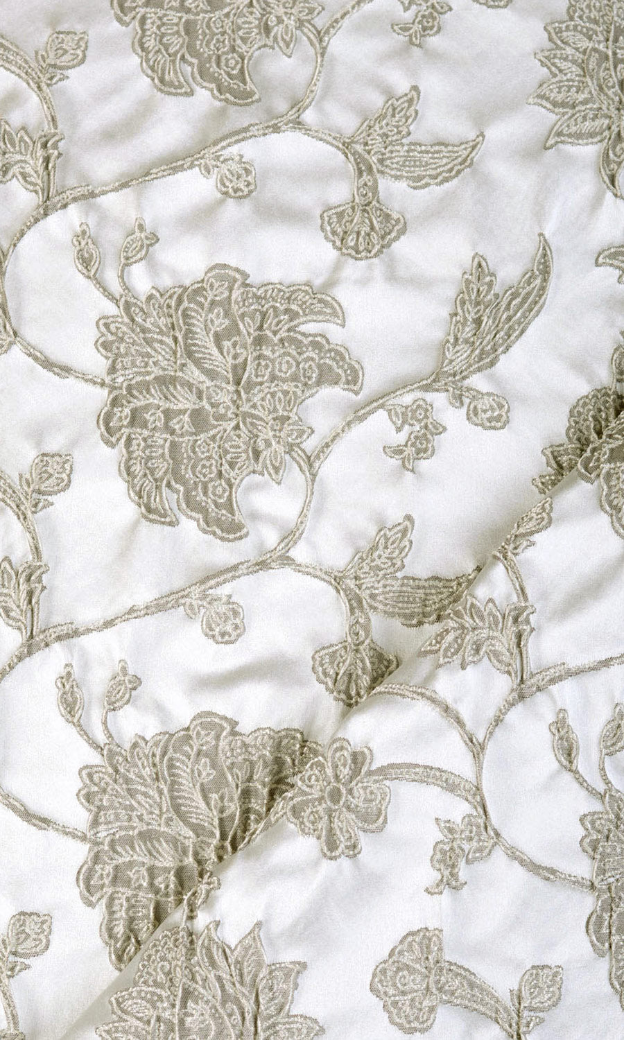Floral Window Treatments Fabric By the Metre (White/ Silver/ Gray)