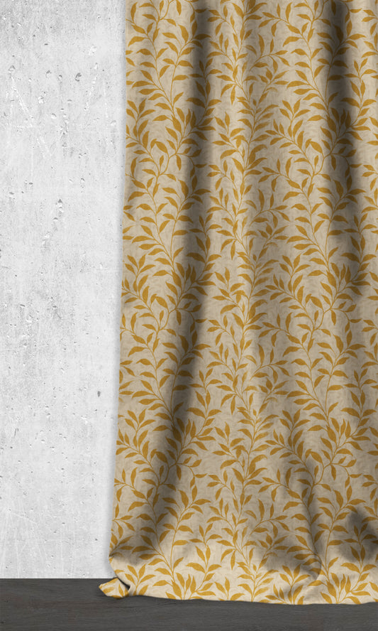 Dimout Floral Drapery (Yellow/ Ivory)