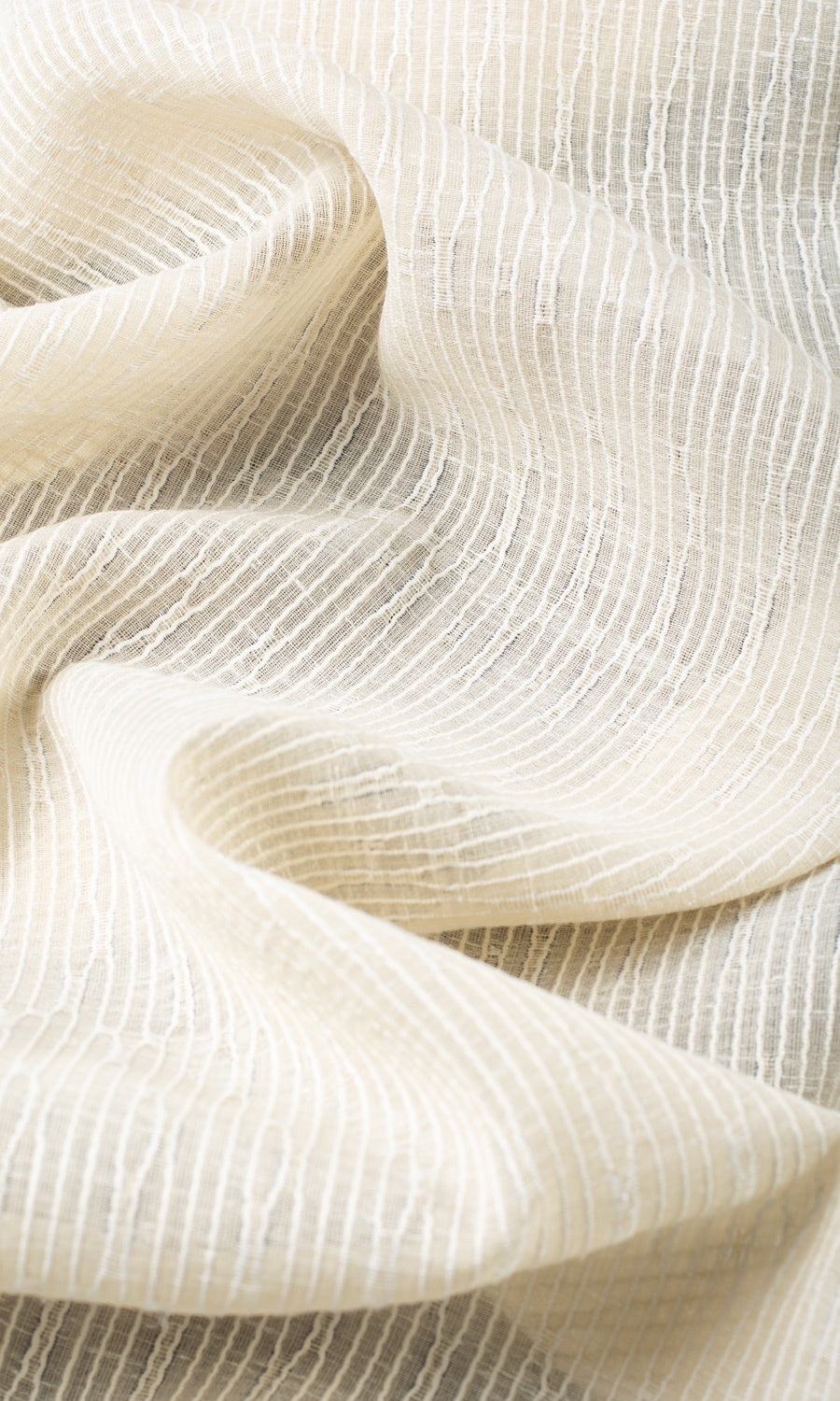 Textured Sheer Fabric By the Metre for Curtains & Drapes (Ivory-Beige)