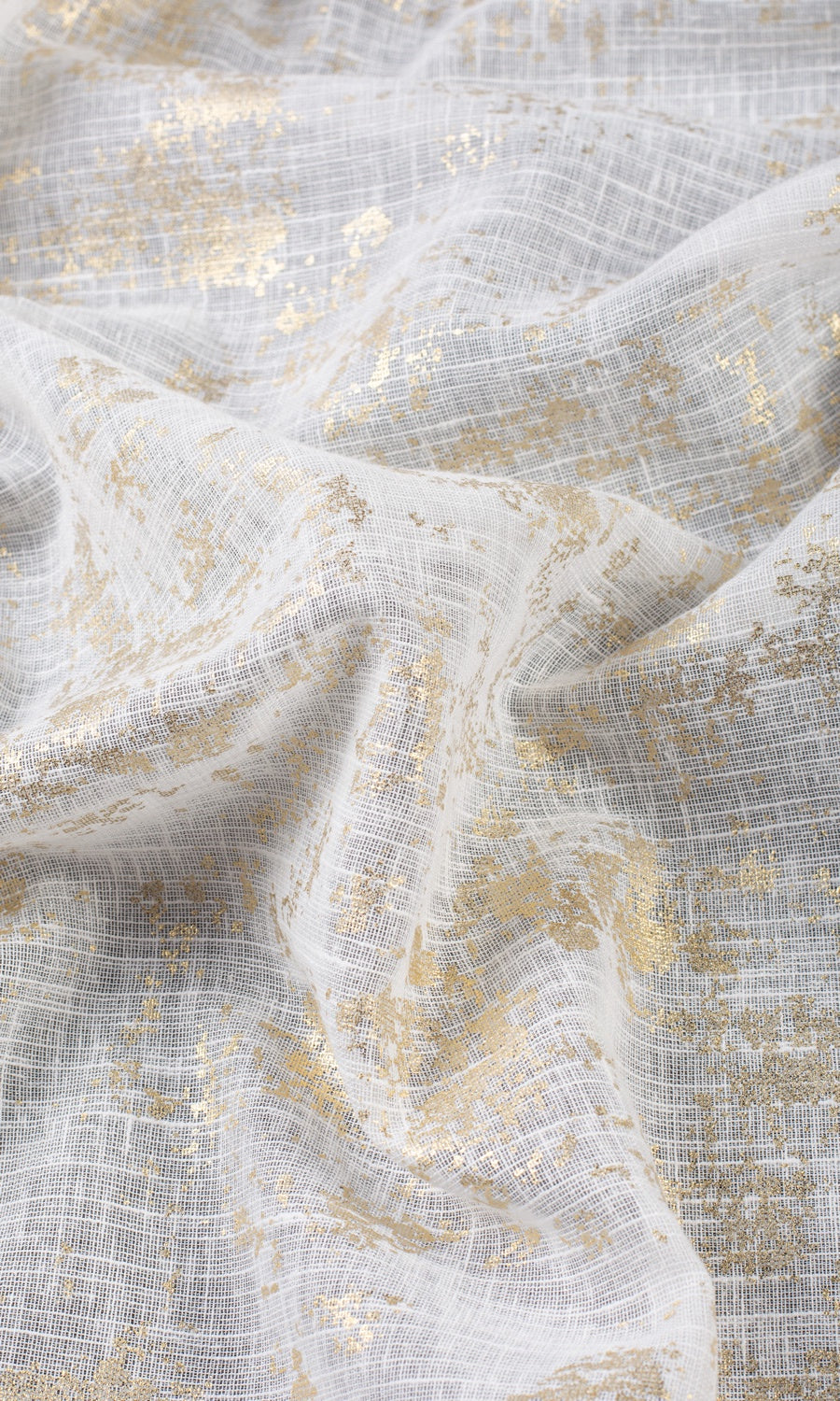 Textured Semi-Sheer Fabric Sample for Curtains & Drapes (Cream/ Golden)