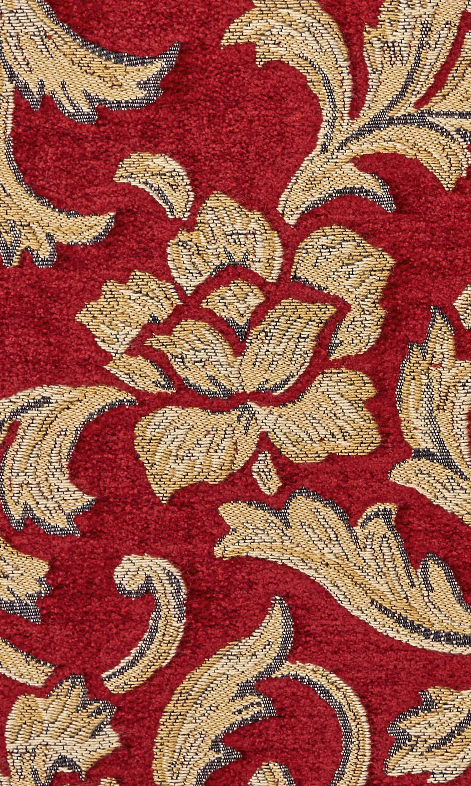 Floral Velvet Home Textile Fabric Material By the Metre (Beige/ Red)