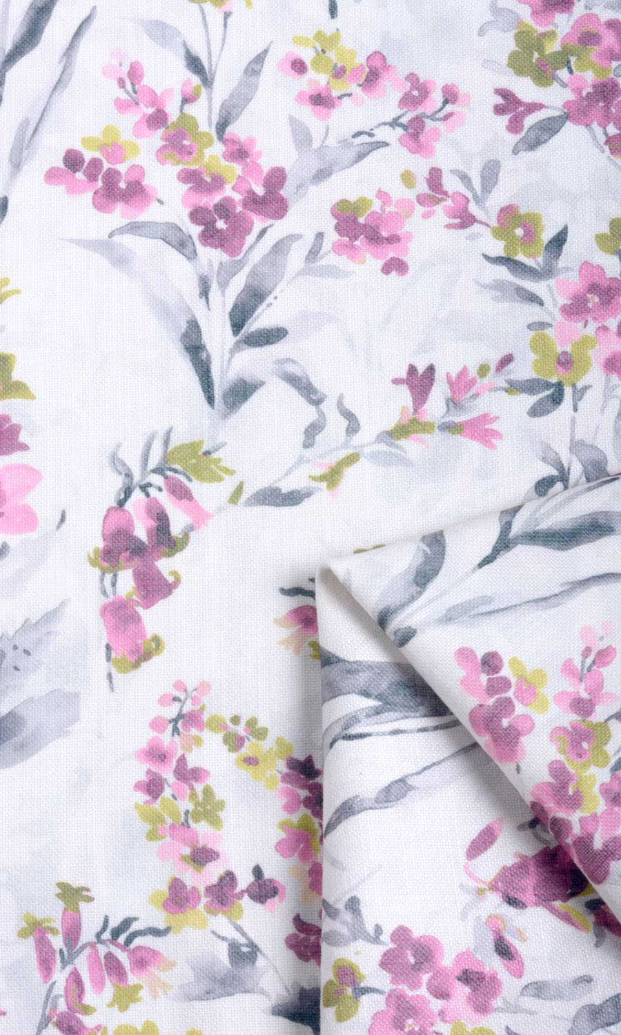 Floral Print Free Fabric Material Sample (Pink/ Grey)