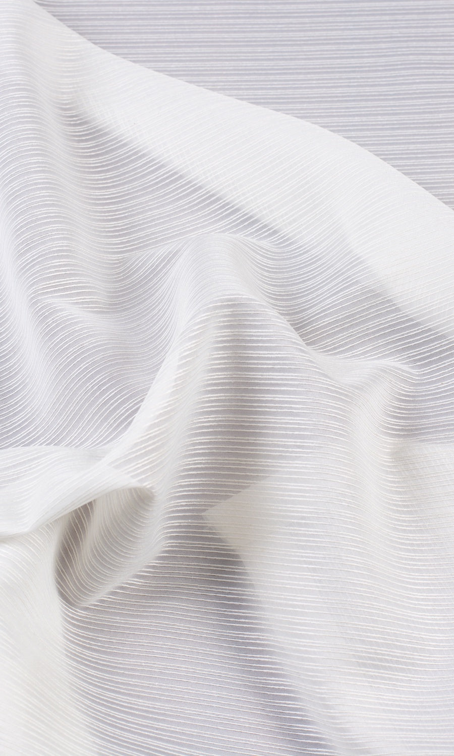 Striped Sheer Fabric By the Metre for Curtains & Drapes (Chiffon White)
