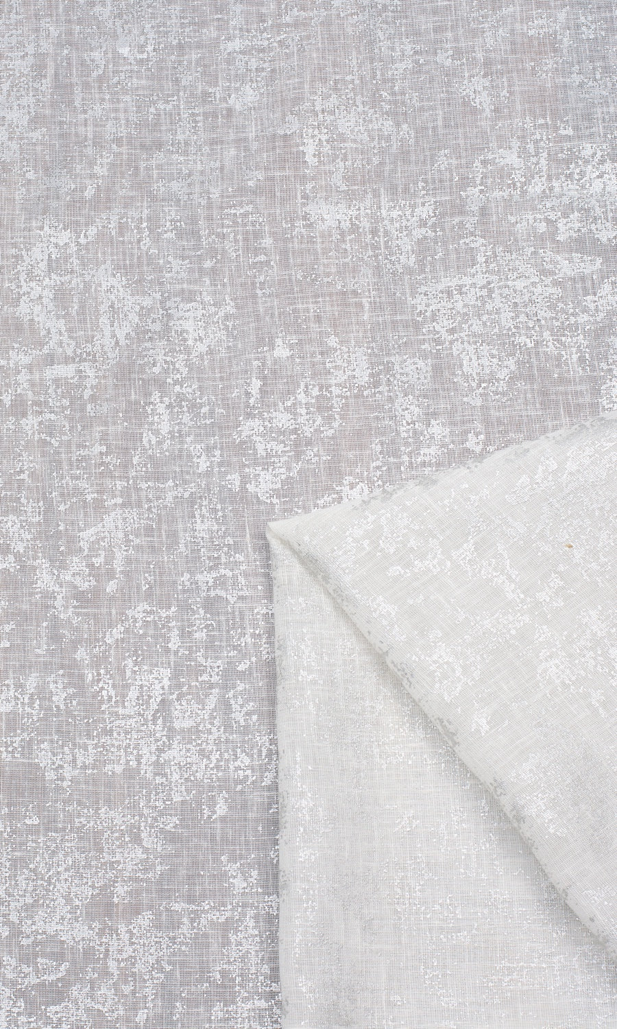 Metallic Accent Semi-Sheer Free Fabric Material Sample (White)