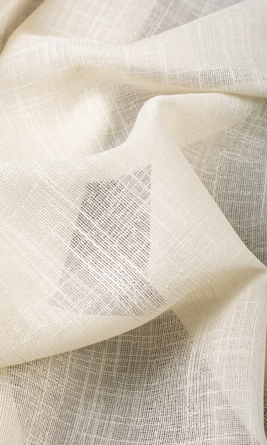 Textured Stripe Sheer Fabric Sample for Curtains & Drapes (Almond Cream)