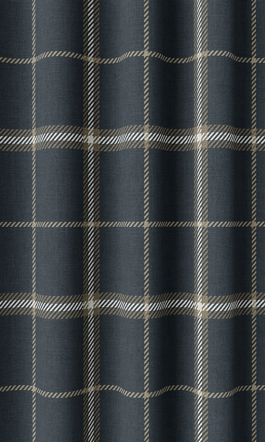 Checkered Home Décor Fabric Sample (Navy Blue/ Brown)