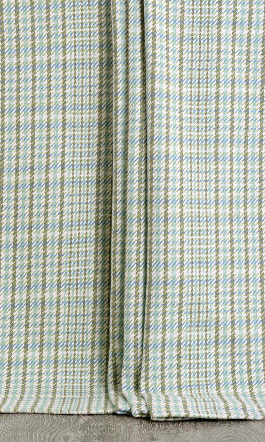 Houndstooth Cotton Home Décor Fabric By the Metre (Green/ Blue)
