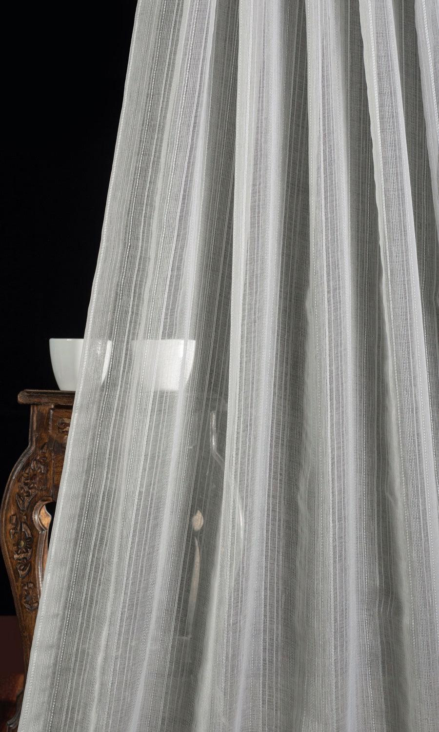 Woven Striped Sheer Home Textile Fabric Material Sample (Grey)