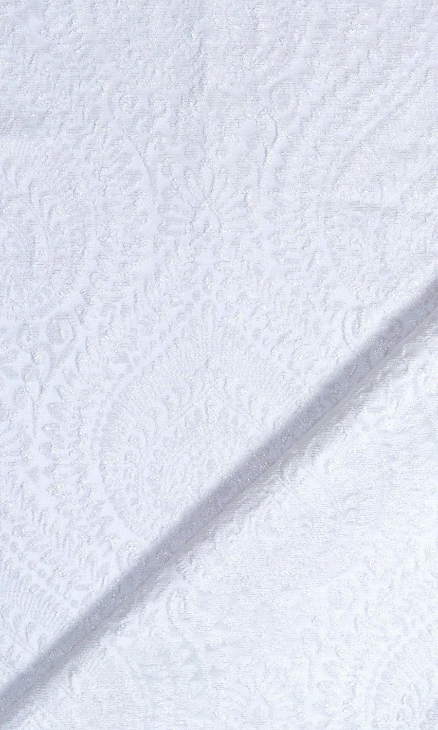 Textured Floral Free Fabric Material Sample (White)