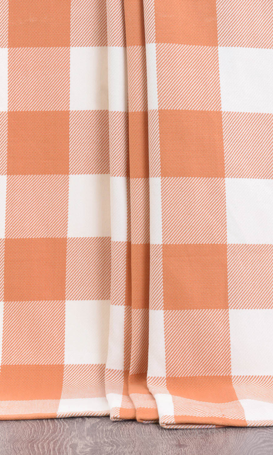 Buffalo Check Fabric Sample for Curtains & Drapes (Melon Orange/ White)