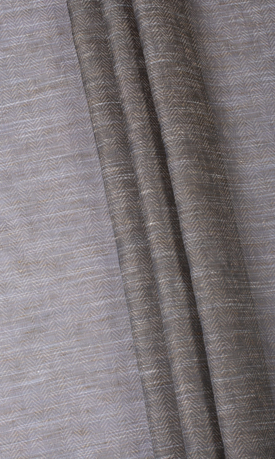 Herringbone Sheer Window Treatments Fabric Sample (Grey/ Coffee Brown)