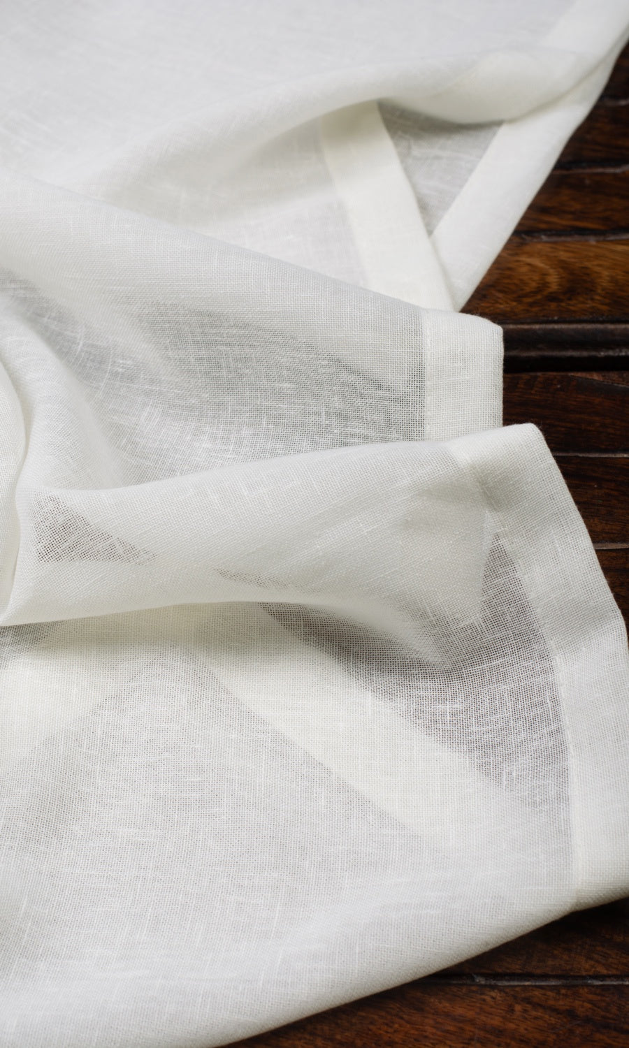 Plain Linen-Texture Sheer Fabric Material By the Metre (White)