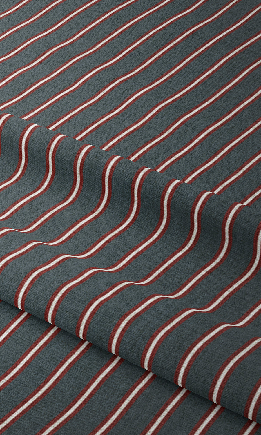 Striped Print Home Textile Fabric Material Sample (Slate Grey/ Red)