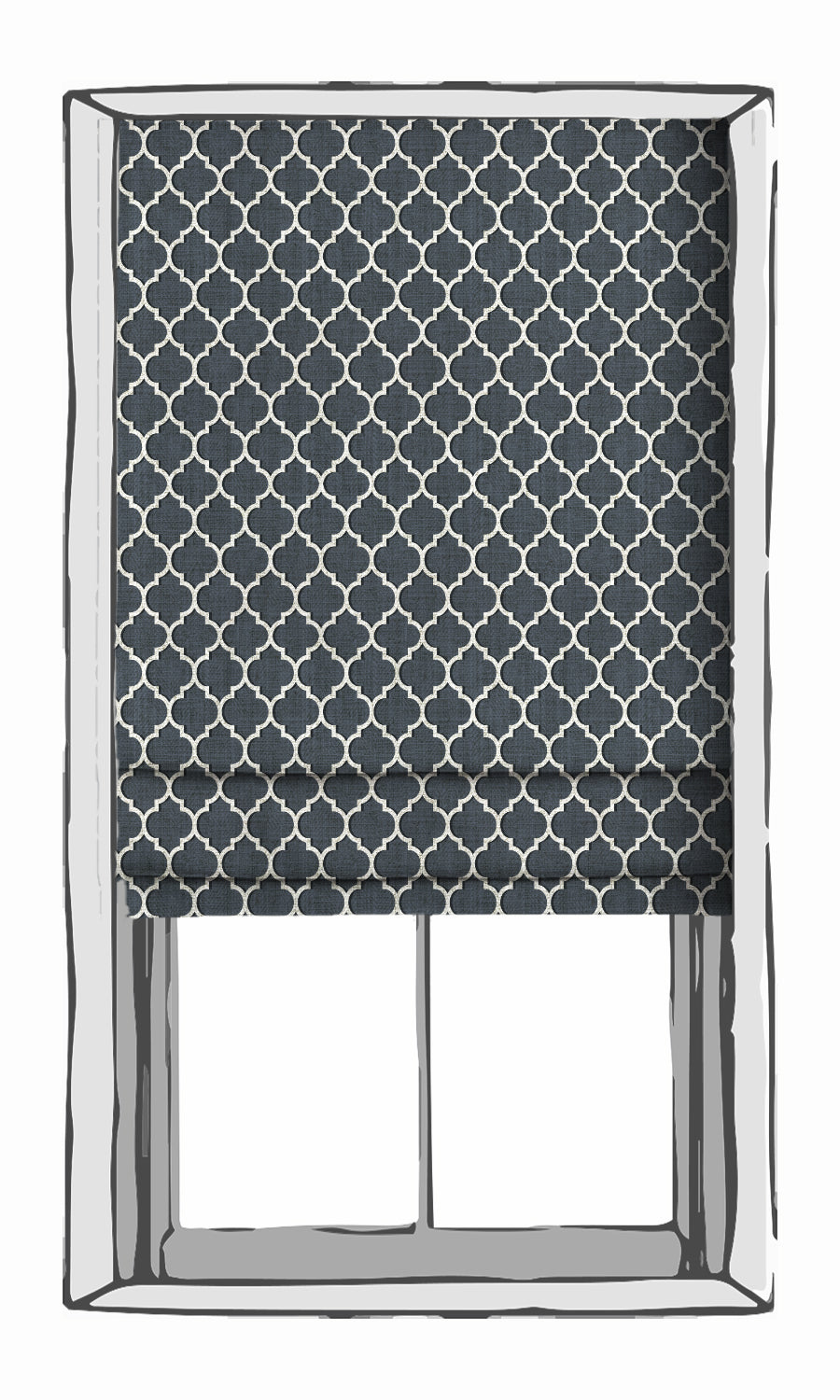 Trellis Tile Print Free Fabric Material Sample (Petrol Blue/ White)