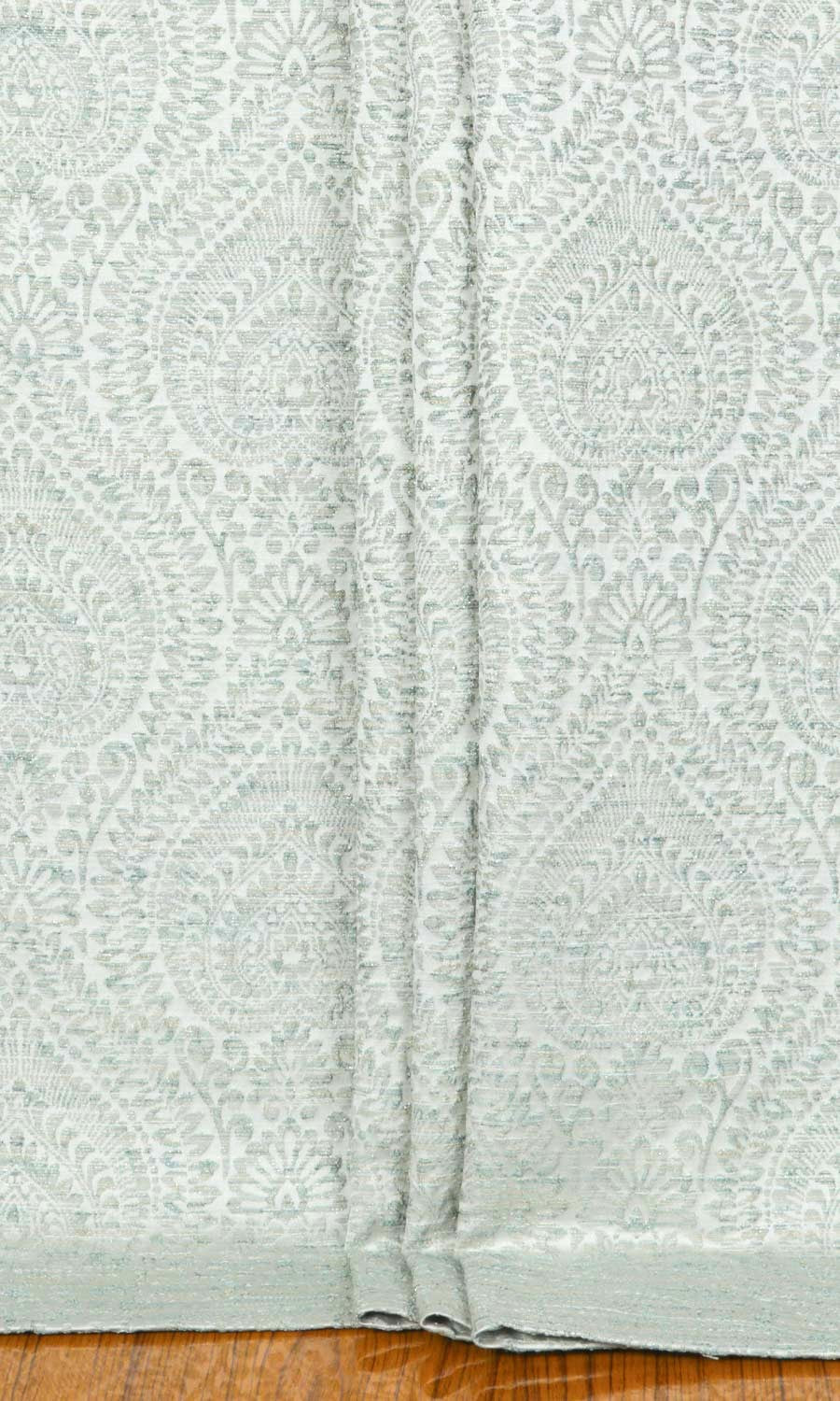 Textured Floral Window Treatments Fabric By the Metre (Pale Grey/ Mint)