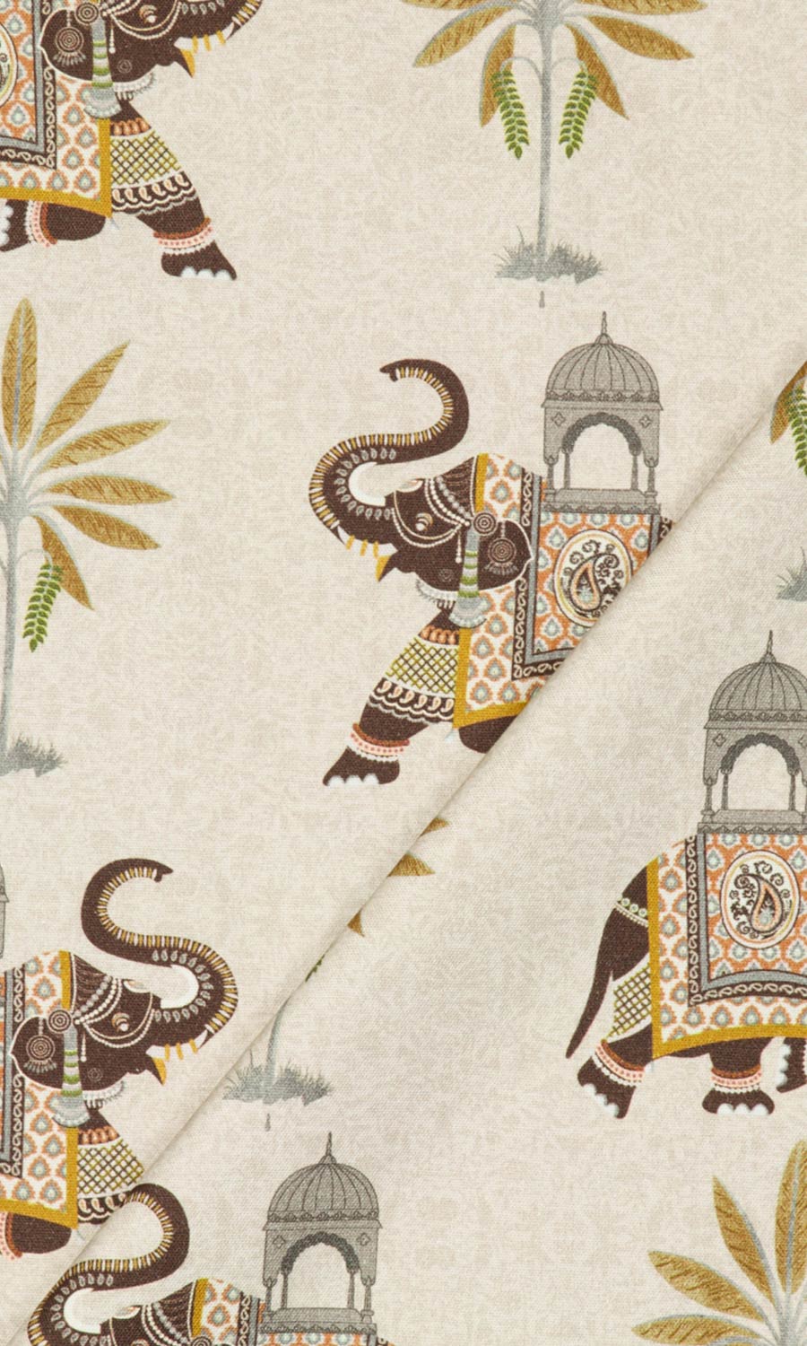 Printed Cotton Home Textile Fabric Material Sample (Beige/ Brown)