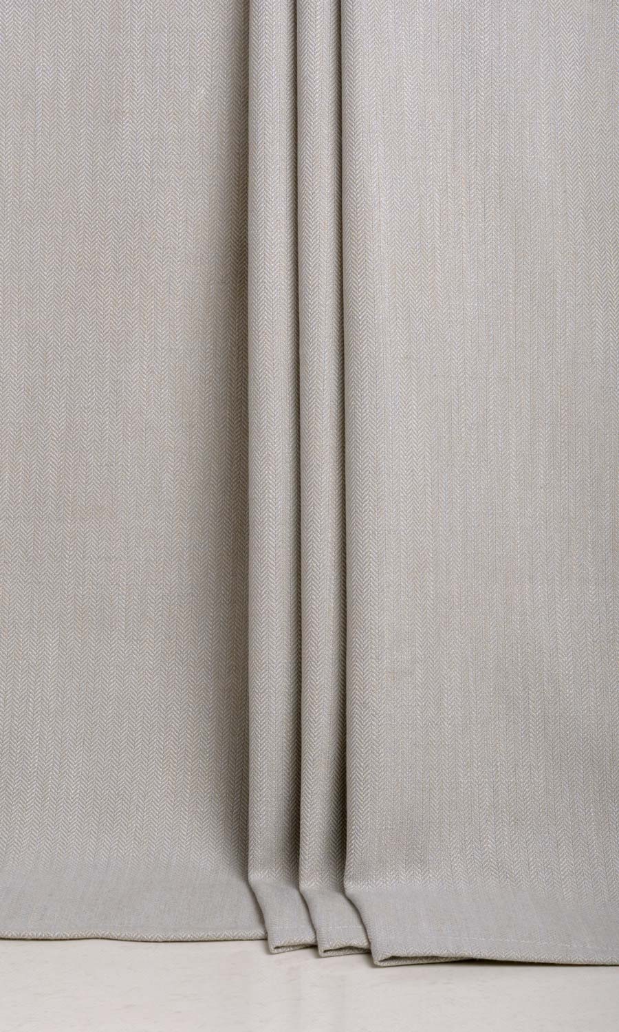Herringbone Textured Fabric Material By the Metre (Pale Grey)