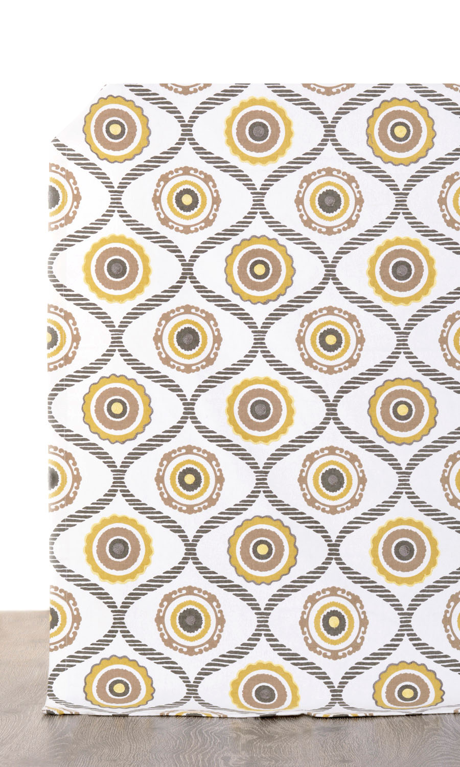 Printed Cotton Home Décor Fabric Sample (Ocher Yellow/ Gray/ Brown)
