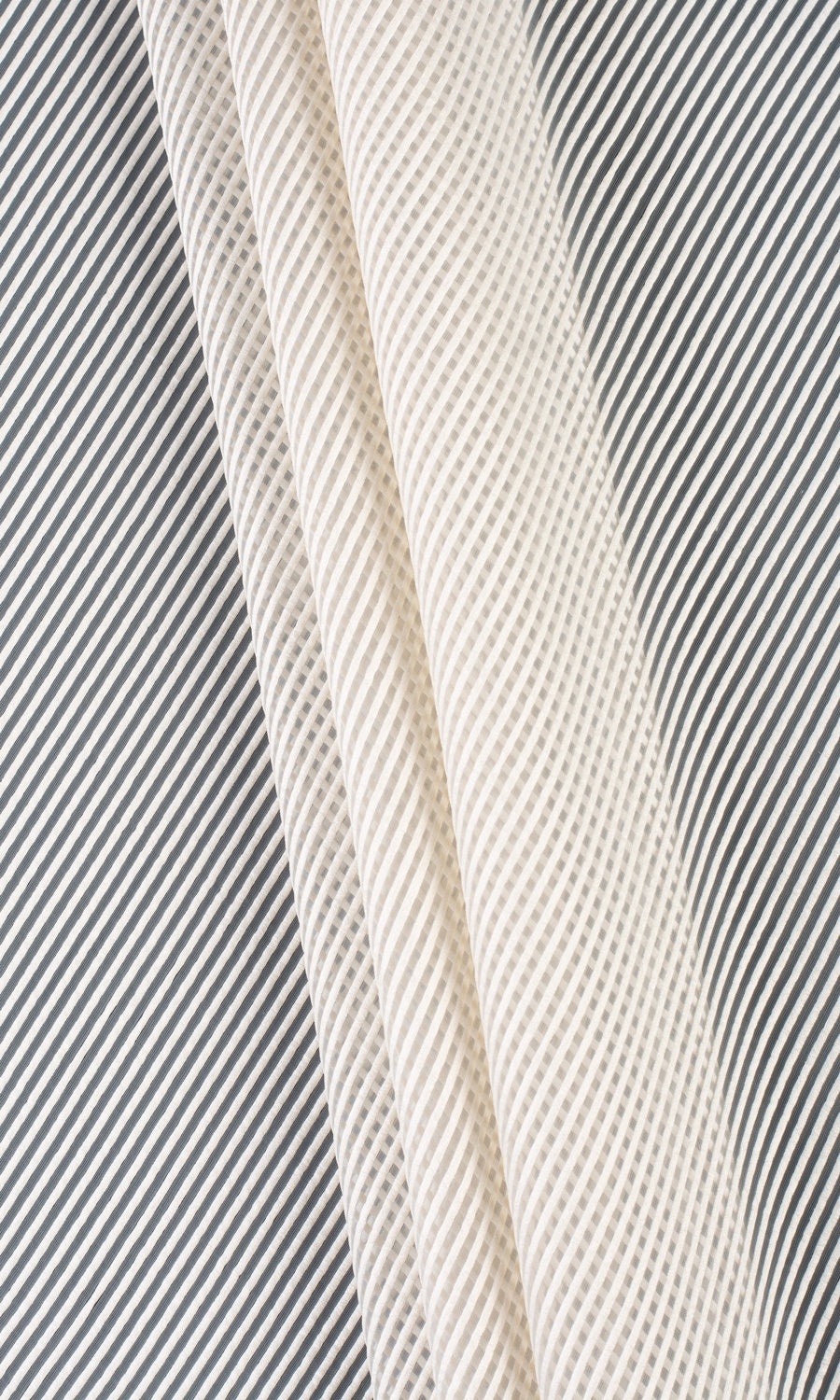 Striped Sheer Fabric Material By the Metre (Pale Beige/ Ivory)