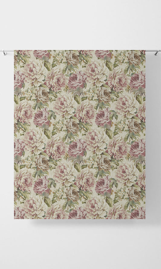 Floral Home Décor Fabric Sample (Ivory/ Green/ Pink)