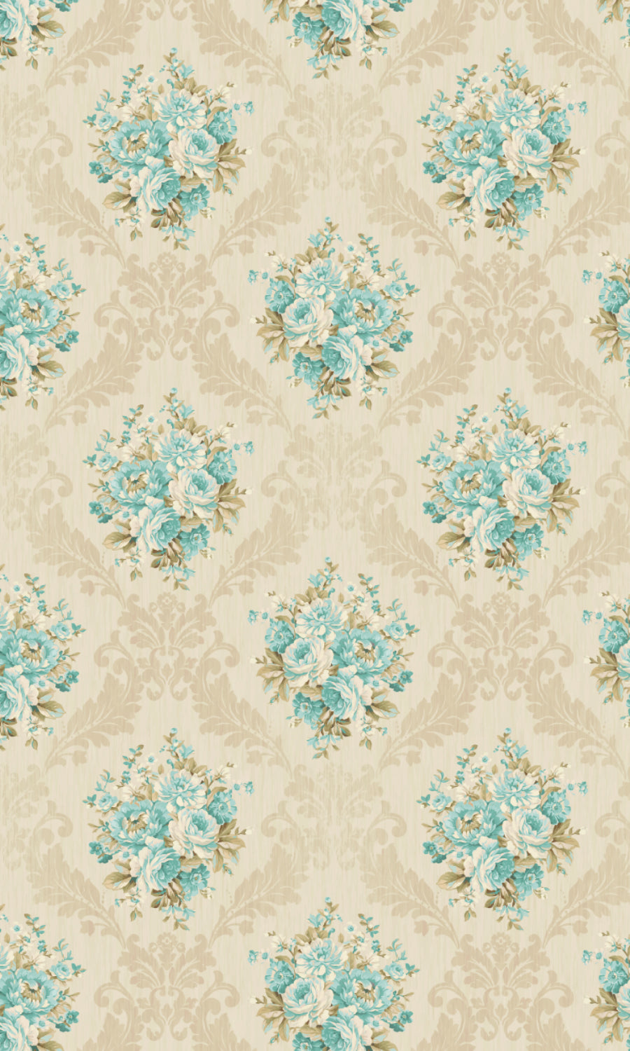 Floral Dimout Home Textile Fabric Material By the Metre (Blue/ Ivory)