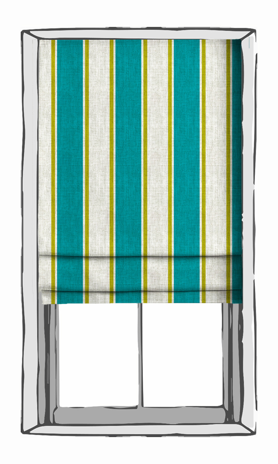 Striped Print Window Treatments Fabric Sample (Pacific Blue)