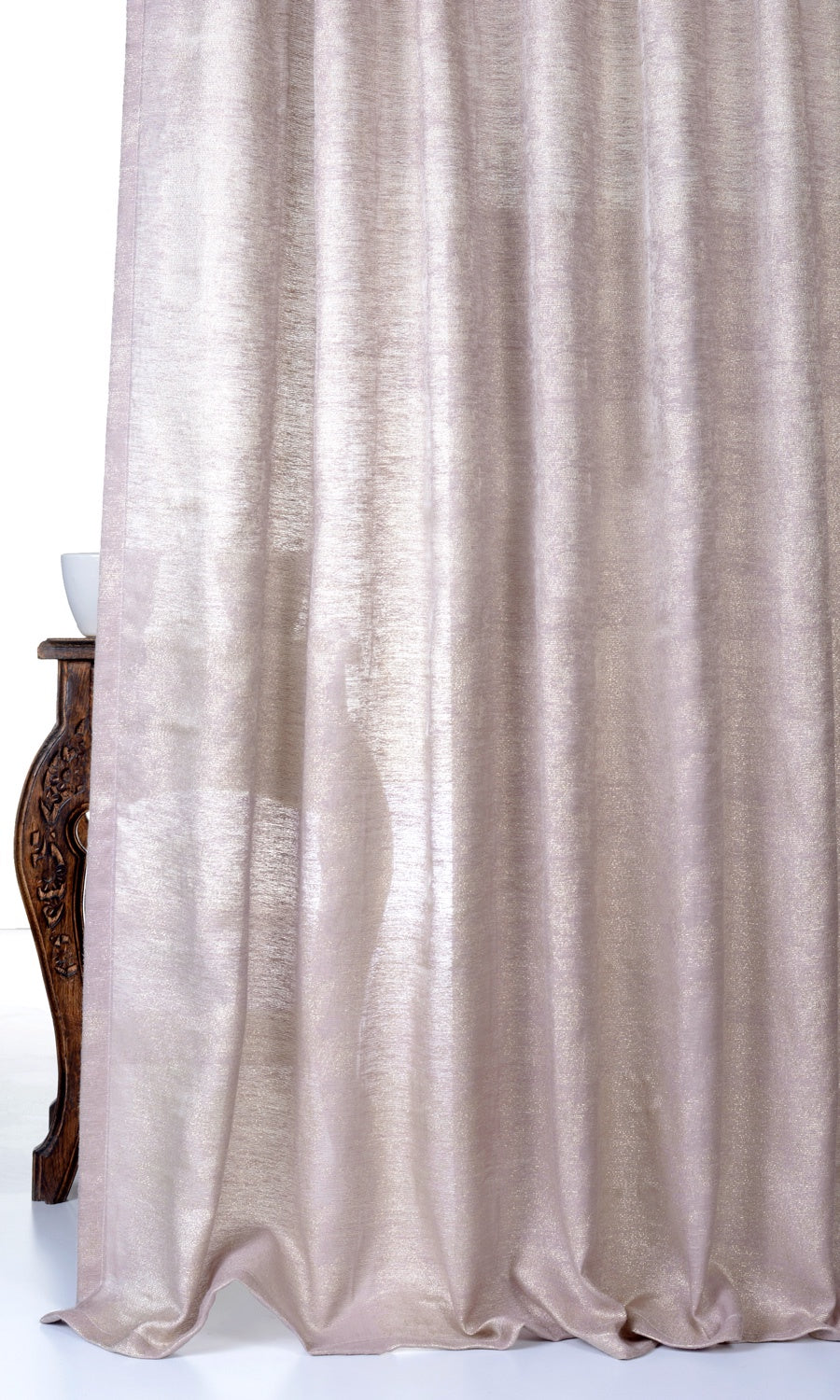 Textured Window Treatments Fabric By the Metre (Dusty Pink/ Gold)