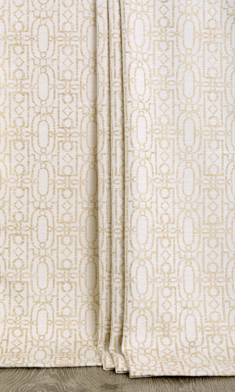 Trellis Poly-Cotton Window Treatments Fabric By the Metre (Off White/ Pale Beige)